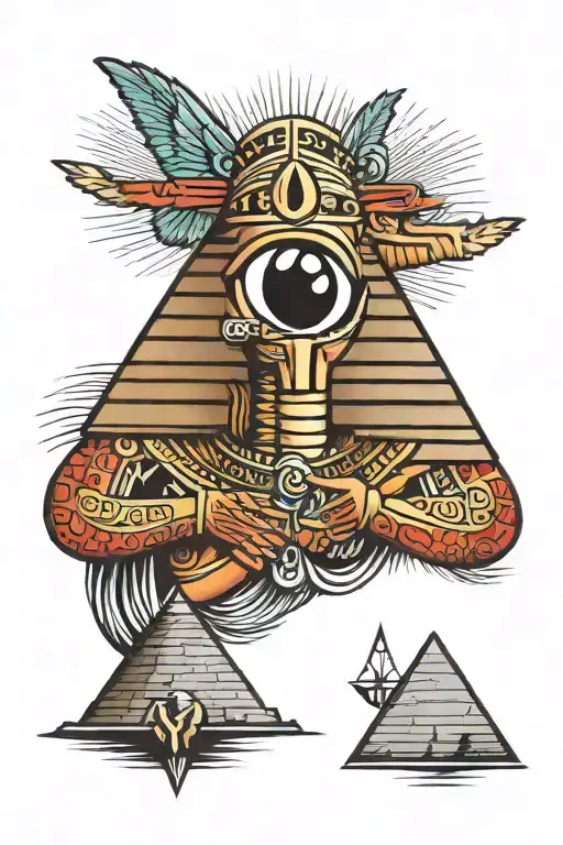God Ra With An Eye Against The Background Of Pyramids
