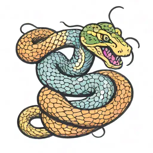 A Detailed Sketch Of A Snake Coiled Around A Paint Palette