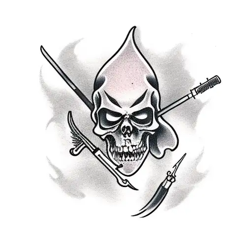 Grim Reaper Holding Needle