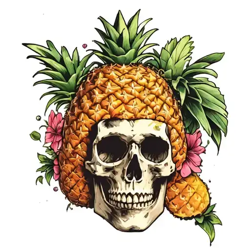 Skull With Pineapple As Brain