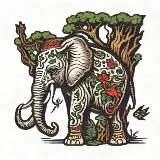 Elephant With The Tree