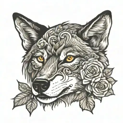 Wolf Made Of Roses Blooming