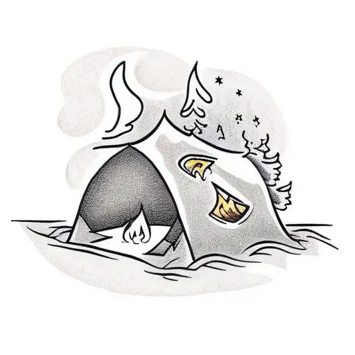 Young Cowboy Sleeping By Campfire