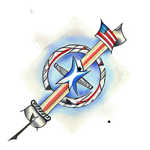 Crossed Hockey Sticks Over An Anchor