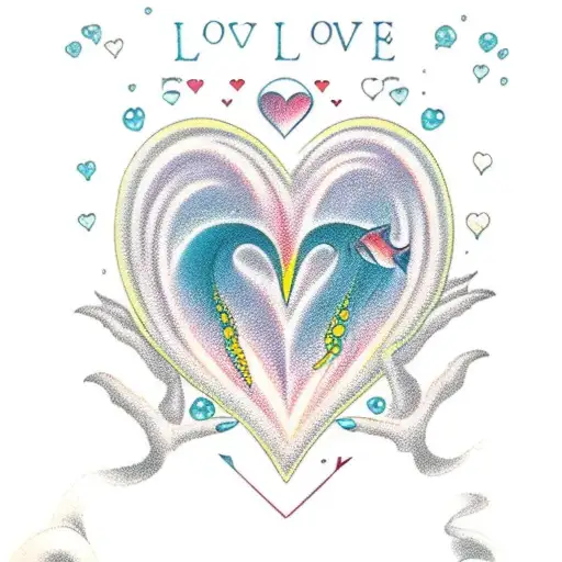 The Word 'Love' As A Colourful Ocean Themed Hand