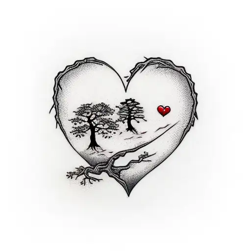 Bonsai Tree With A Heart In The Roots