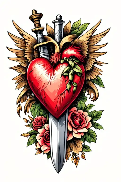 Sacred Heart With Dagger Going
