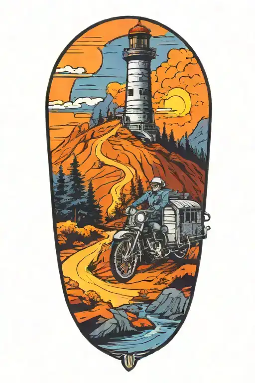 Biking Up A Winding Mountain Road Leading To A Tower