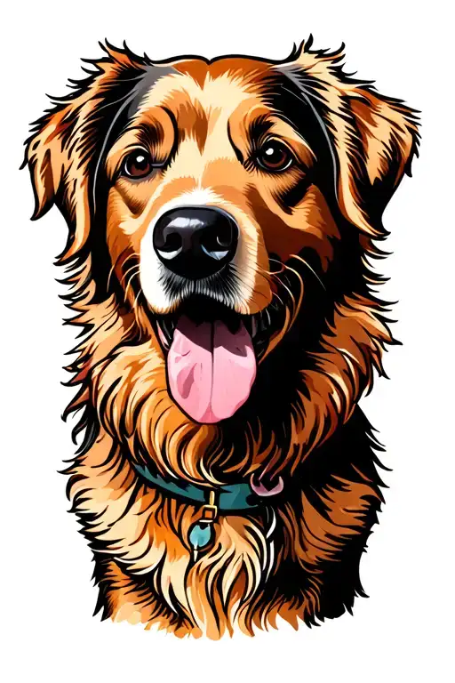 Retro Golden Retriever Tattoo