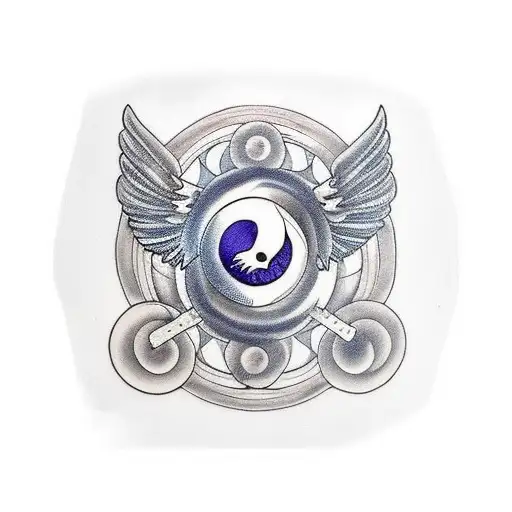 Wings Whit Ying Yang Symbol In The Middel