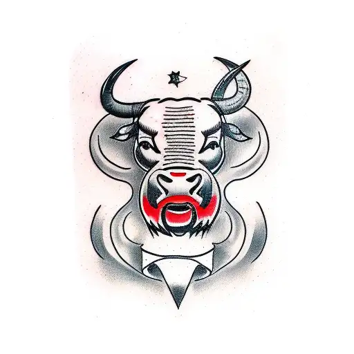 Red And Black Ink Bull