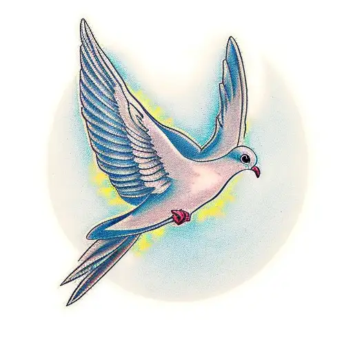 A Dove Mid Flight And A Reversed Image Of That Dobe But It Is Dead