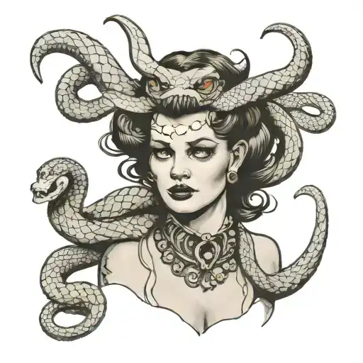 Demon Girl With Snake Wrapped Around Her Neck