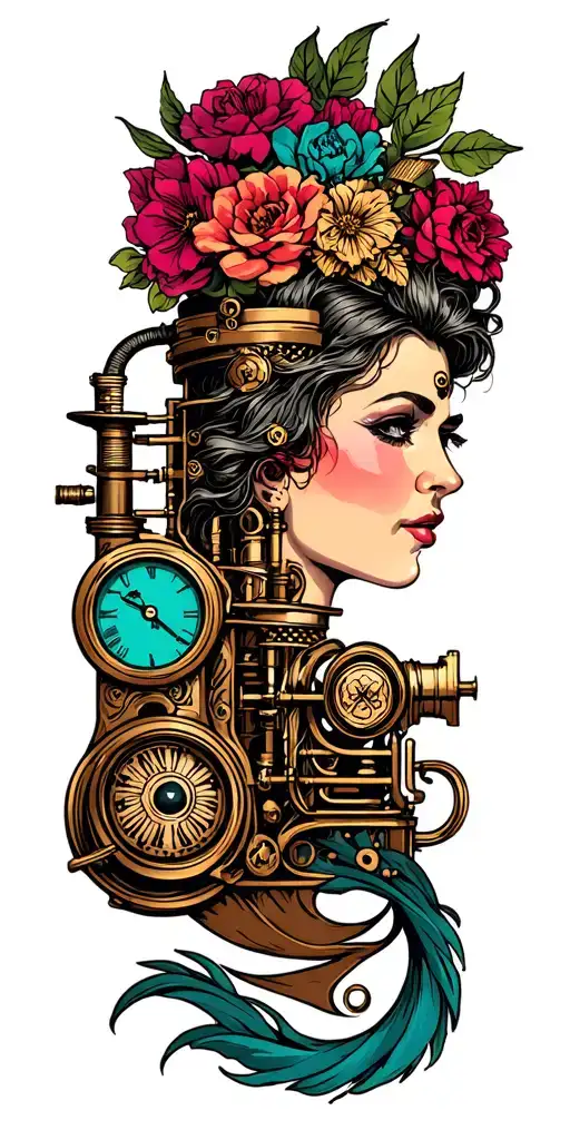 Virgo With Singer Engine Steampunk