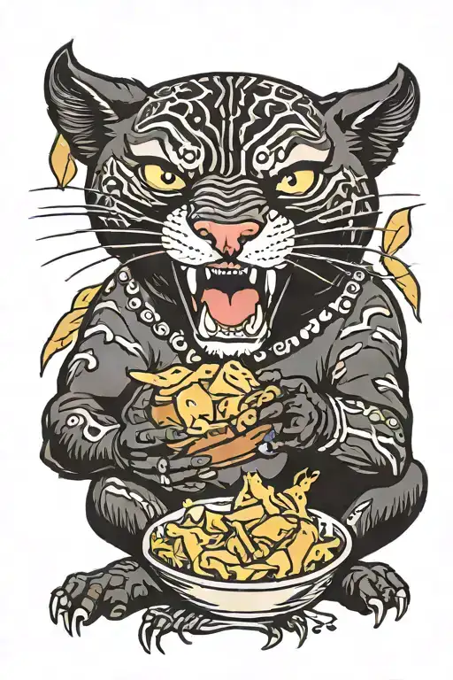 Black Panther Eating A Chicken