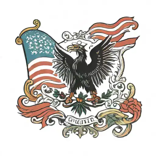 American Canadian Mexican Flag Merged