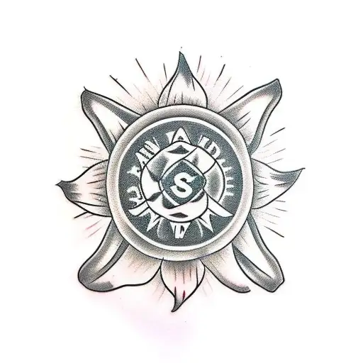 Sunflower With Firefighter Flag And Rooster