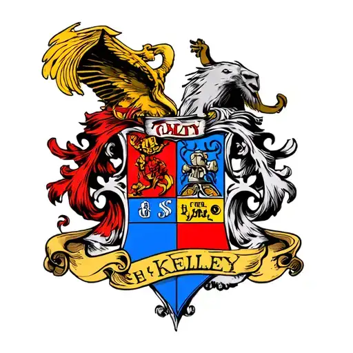 Hood And Kelley Family Crests Combined Into One Crest