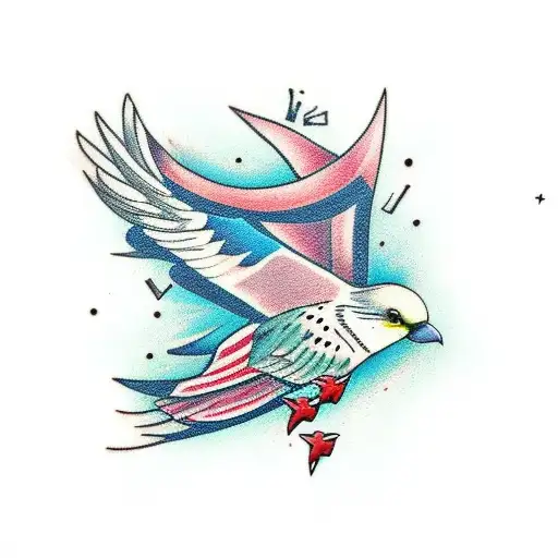 Bird Flying From The Word Freedom And Breaking Into Little Pieces