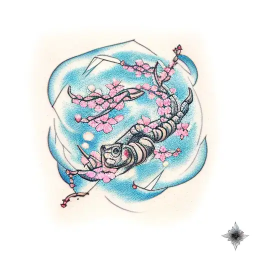 Scorpio Constellation With Cherry Blossoms