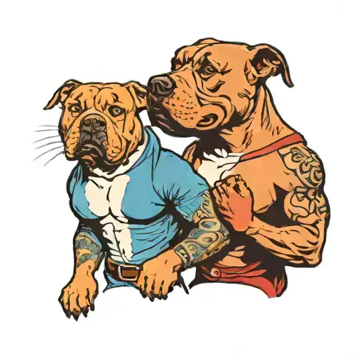 Pitbull And Barbell And Arm Wrestling