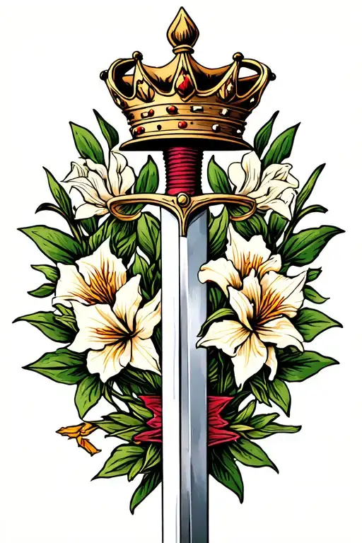 Sword Passing Through Crown With Gladiolus