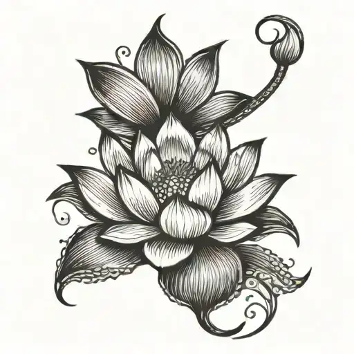 Lotus Flower Opening With Spiral Behind The Lotus With Cracks In The Spiral
