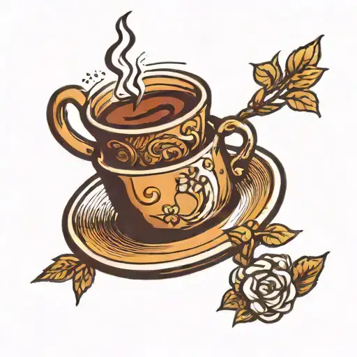 Coffee Branch Coming Out Of Coffee Cup