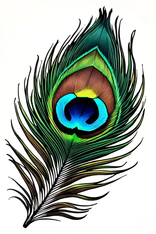 Singular Downward Pointing Peacock Feather
