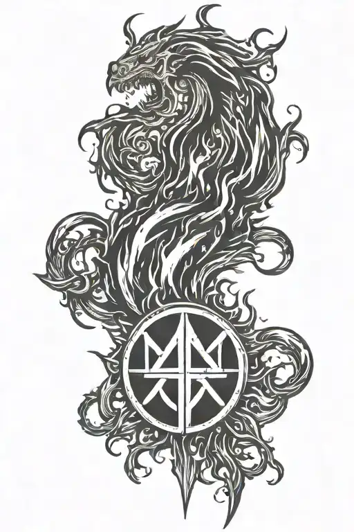 Round Linkin Park Logo On Fire Coming