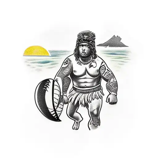 Cook Island Warrior Playing Rugby