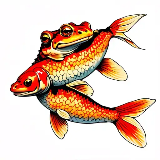 Toad Riding A Koi Fish