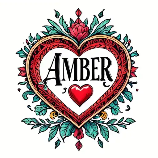 Beautiful Intricate Heart Design With The Name Amber