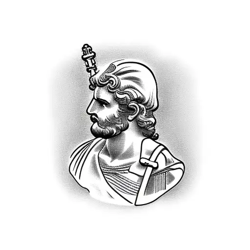 No Background Back Outline Greek Bust Sculpture