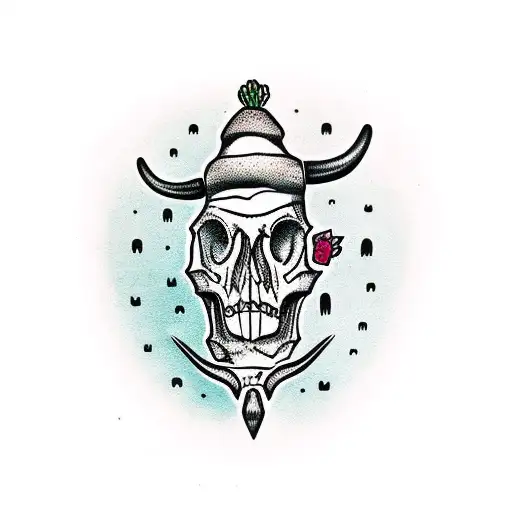 Saguaro Cactus With A Cow Skull Infront