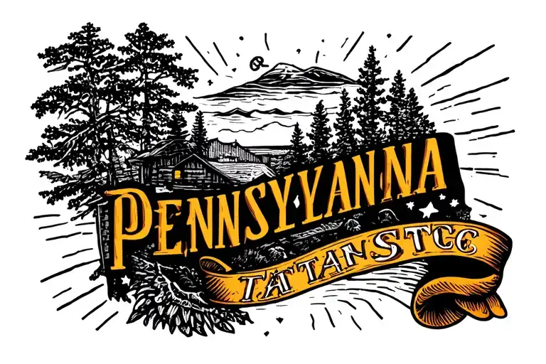 Contour Lines And Pennsylvania Theme Black