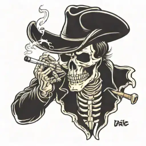 Cowboy Skeleton Smoking A Cigarette Saying Forget Most Remember Some