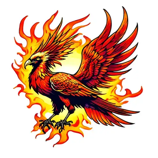 Standing Phoenix Half Burned