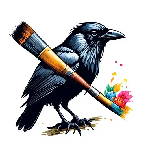 Crow Holding A Paintbrush