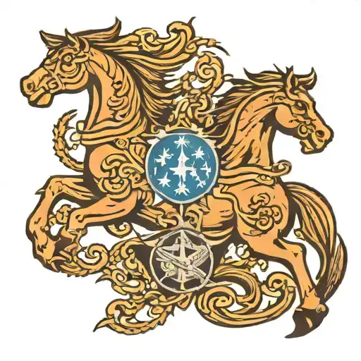A Horse And Eagle Intertwined In A Dynamic And Artistic Design
