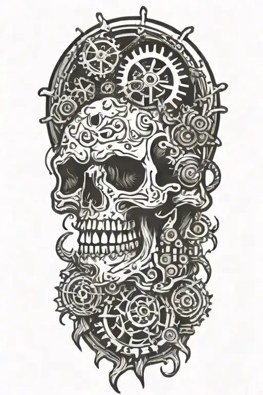 Overthinking Skull With Gears