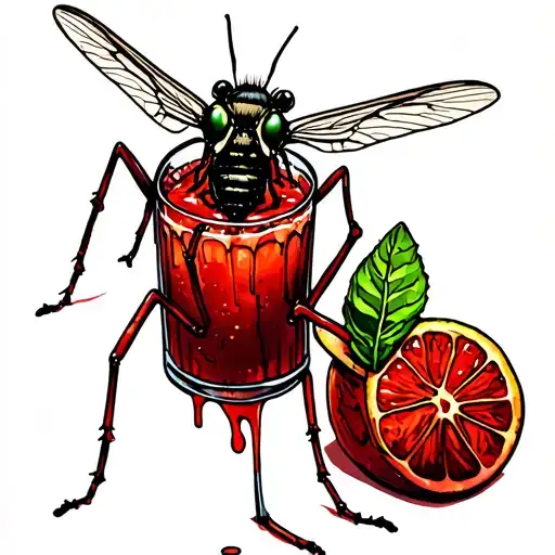Mosquito Drinking A Bloody Mary