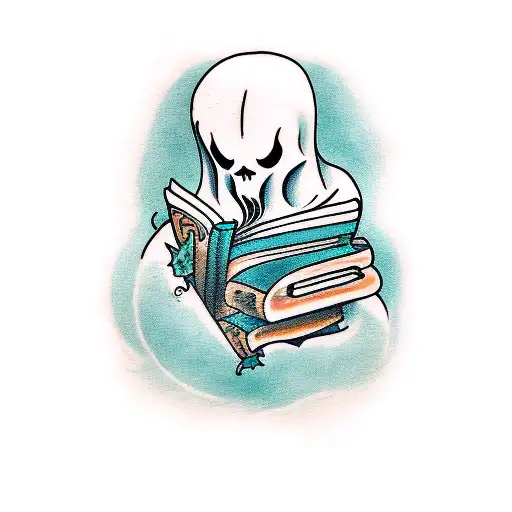 Ghost Reading A Book And Drinking Coffee