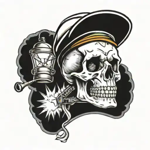 Skull With Hard Hat & Cap Lamp