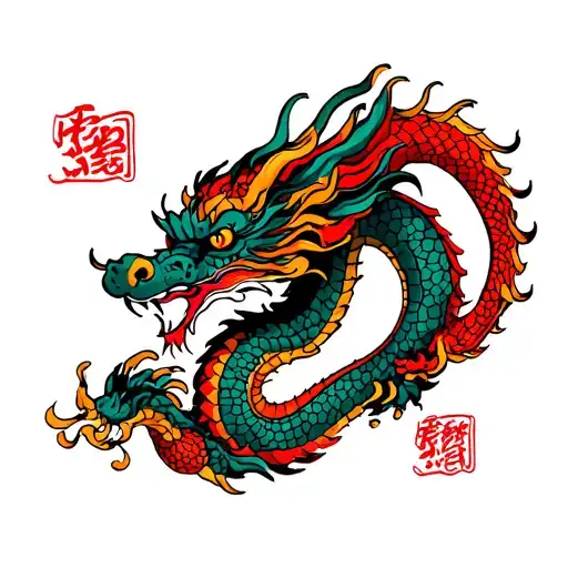 Chinese Dragon With Simple Line Work
