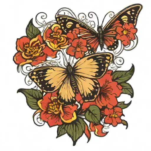 A Flower Shaped Like A Butterfly And The Petals Are Made Of Fire