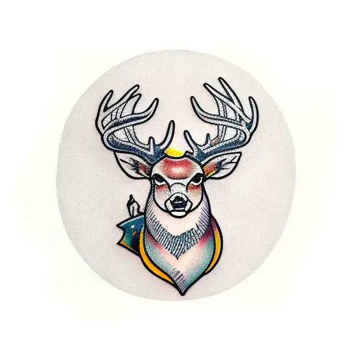 Deer Head And Salmon And Duck