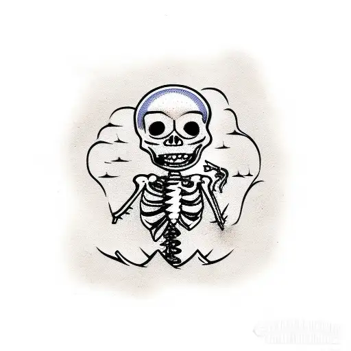 Lonely Skeleton Smoking In A Swamp