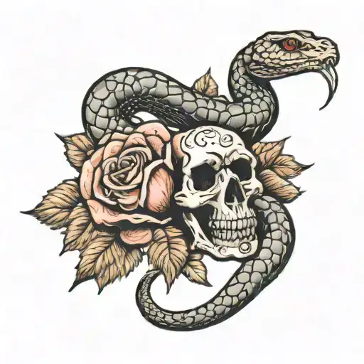 Poison Snake Wrapped Around Dead Roses