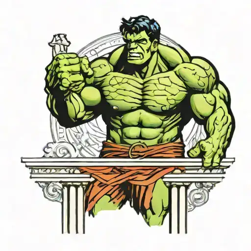 Hulk Standing In Between Two Roman Columns Making The Roman Numeral 2